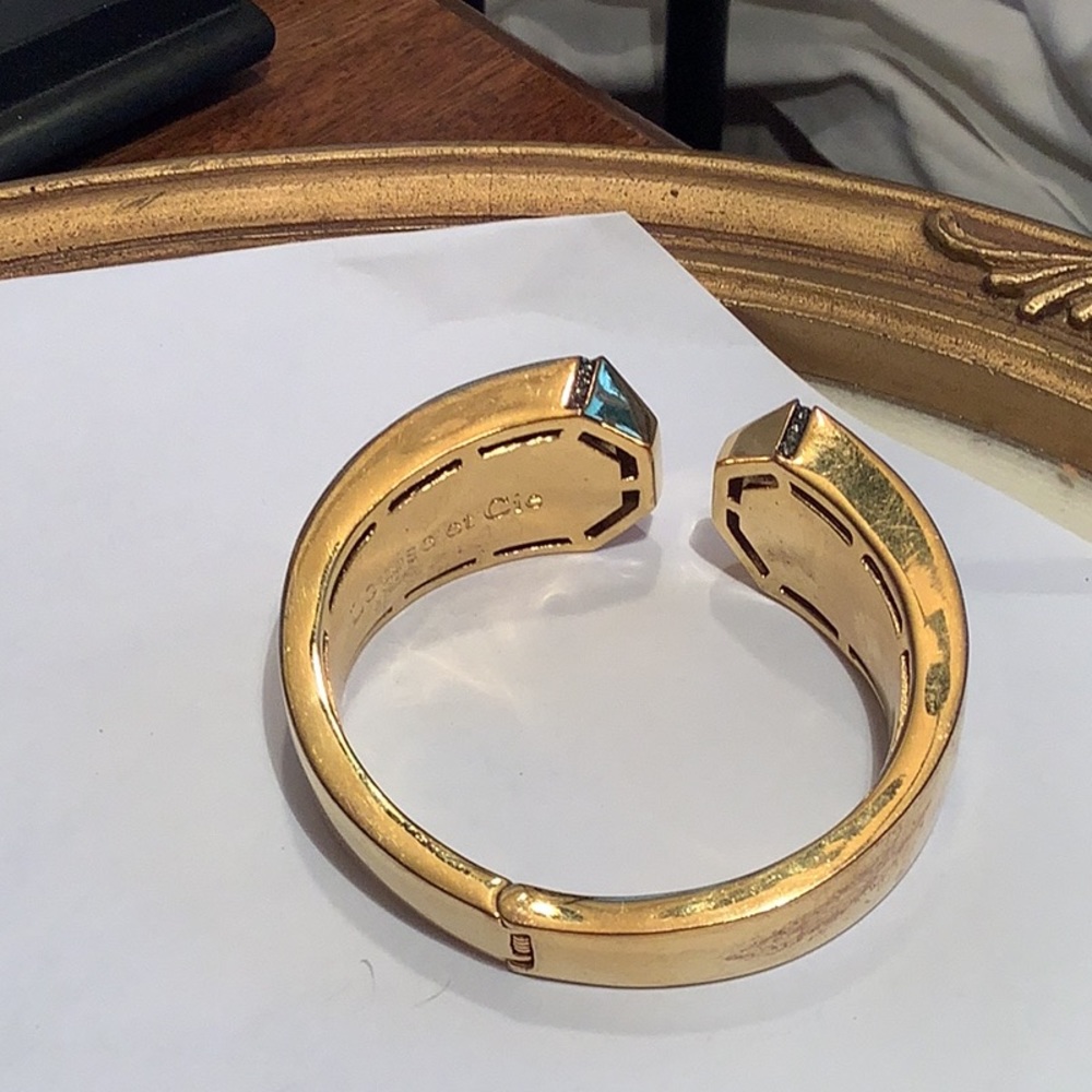 LOUISE ET CIE Gold Metal Collection Hinge Cuff Bracelet with Micro Paved Stones - Picture 4 of 4